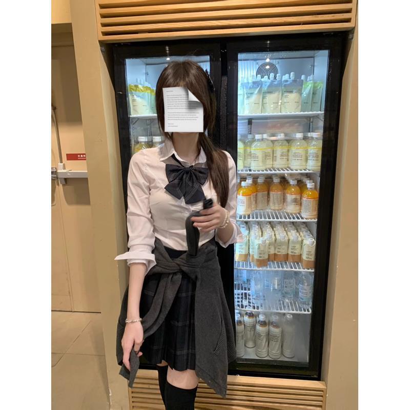 Original Jk Uniform Pure Desire Tight Waist Shirt Long Sleeve Top College Style Pleated Skirt Girls' Two-Piece Suit For Women - Image 1